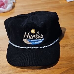 Hurley Black Corduroy Hat with Blue and Gold Details